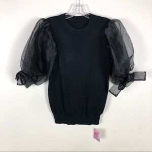 Chicwish Black Sheer Sleeve Blouse